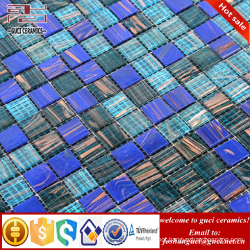 China supply blue glass mixed Hot - melt mosaic floor wall tile